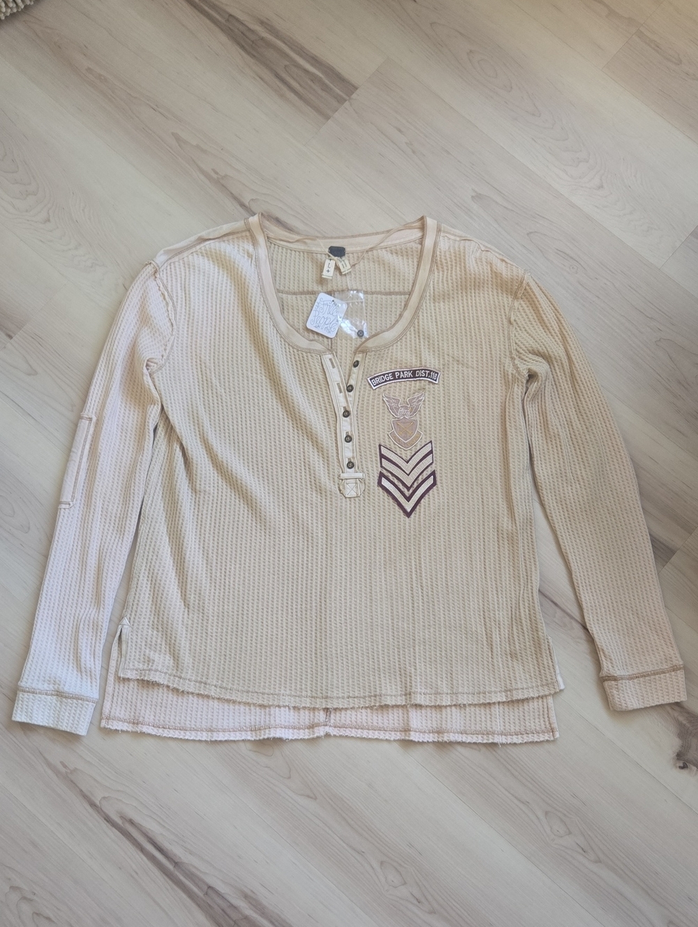 NWT We The Free Bridget Thermal Top, Tan, Size Large